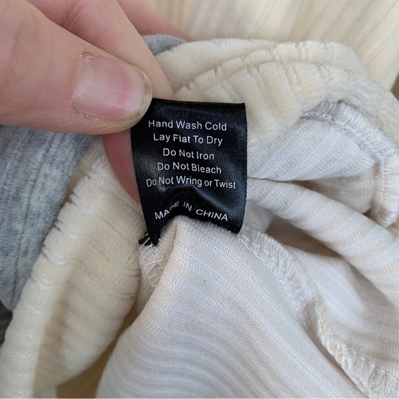 POL Cream & Gray Ribbed Hoodie Size L - Picture 6 of 9